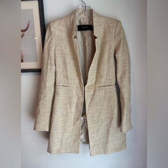 NWT Zara Tweed Tan Blazer Jacket - Picture 2 of 9